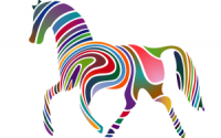 Striped horse of multi-colors