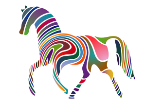 Striped horse of multi-colors