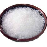 image of white salt crystals in small saucer